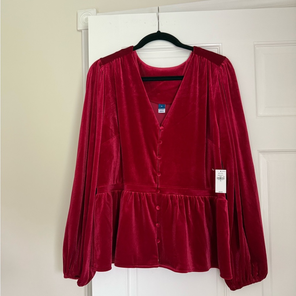 Old Navy Velvet Peplum Top